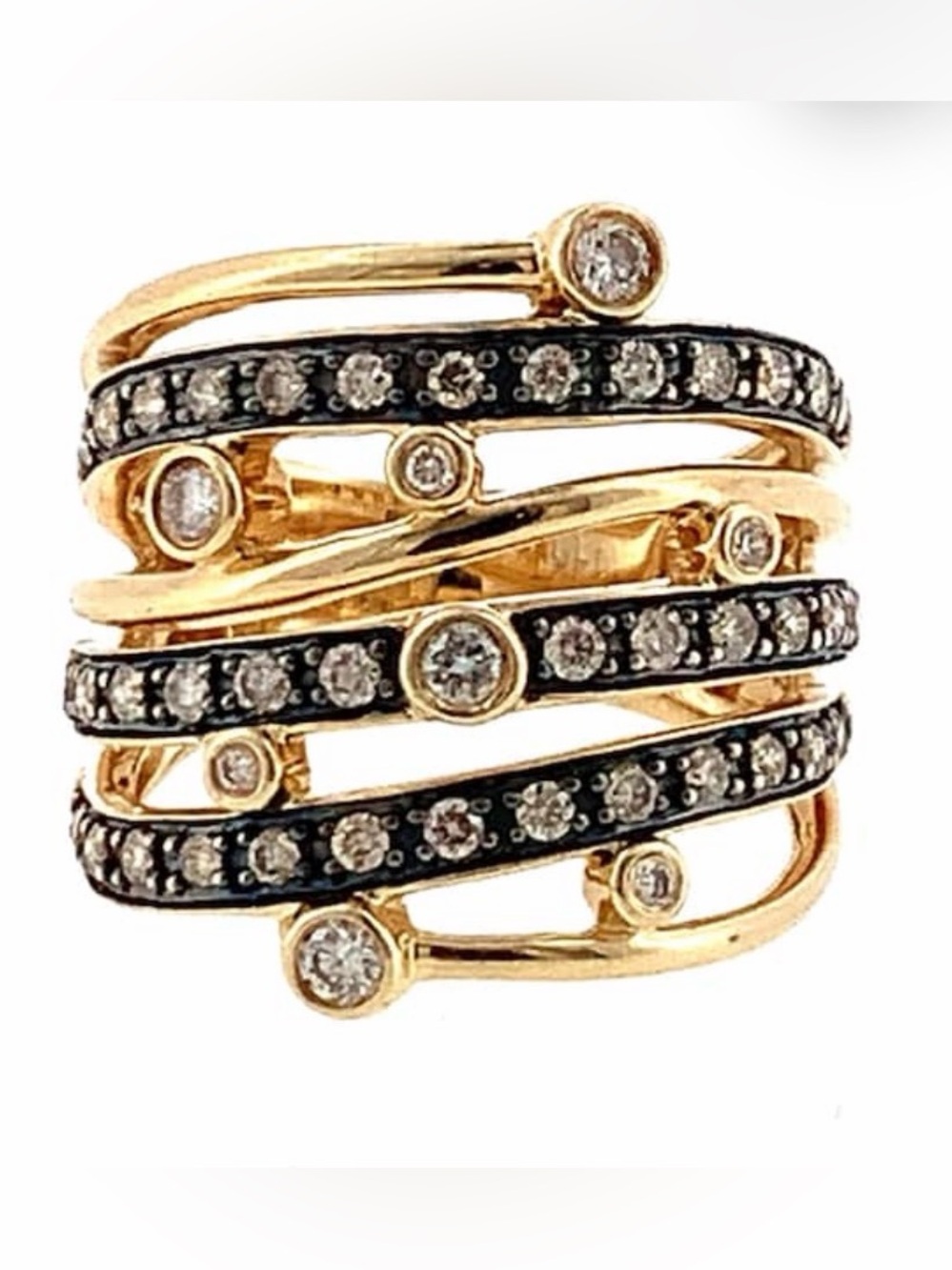 Le Vian 14K yellow gold .90CTW chocolate and vanilla diamond ring size 7